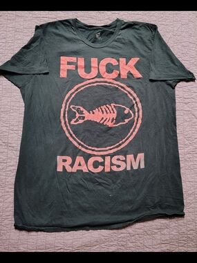 Vintage Fishbone "F**K Racism" Band T-Shirt Graphic Tee Large / XL Black